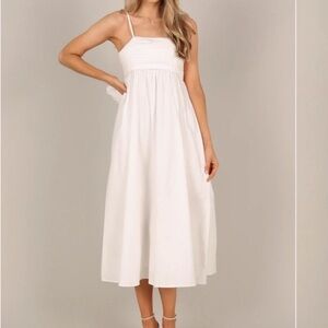 Petal & Pup White Smocked Bodice Midi Dress
